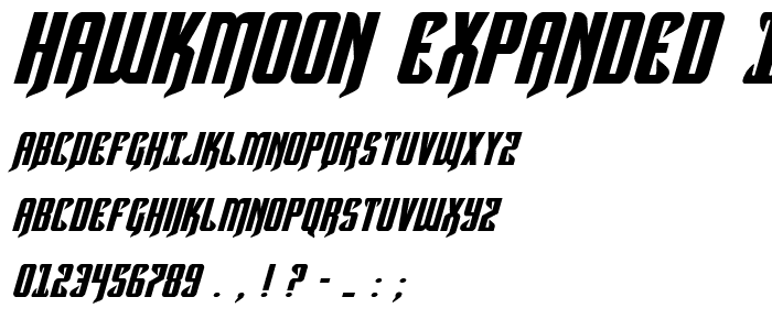 Hawkmoon Expanded Italic font